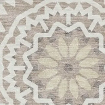 9' X 12' Taupe And Ivory Geometric Washable Area Rug With UV Protection
