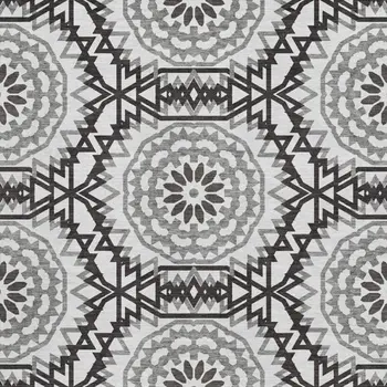 3' X 5' White And Black Geometric Washable Area Rug With UV Protection