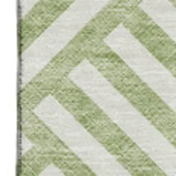 3' X 5' Artichoke Green And Ivory Geometric Washable Area Rug With UV Protection