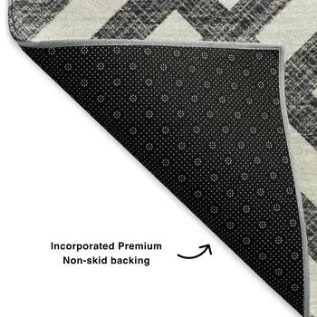 3' X 5' Black And Ivory Geometric Washable Area Rug With UV Protection