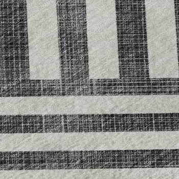 3' X 5' Black And Ivory Geometric Washable Area Rug With UV Protection