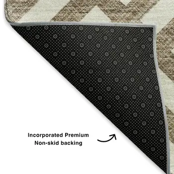 8' X 10' Brown And Ivory Geometric Washable Area Rug With UV Protection
