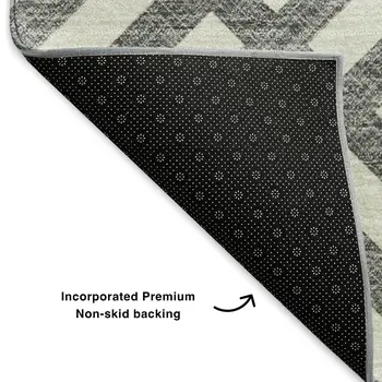 8' X 10' Charcoal And Ivory Geometric Washable Area Rug With UV Protection