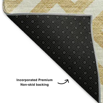 5' X 8' Gold And Ivory Geometric Washable Area Rug With UV Protection