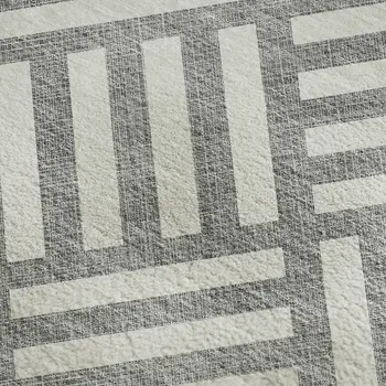 10' X 14' Gray And Ivory Geometric Washable Area Rug With UV Protection