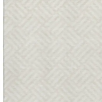 3' X 5' Ivory And Beige Geometric Washable Area Rug With UV Protection