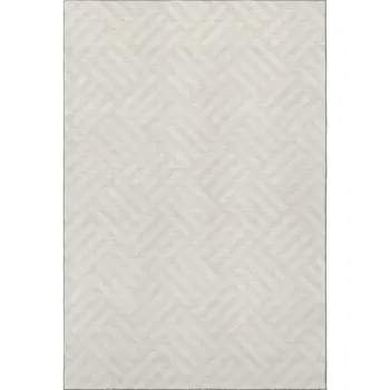 8' X 10' Ivory And Beige Geometric Washable Area Rug With UV Protection
