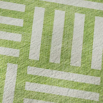 3' X 5' Lime Green And Ivory Geometric Washable Area Rug With UV Protection