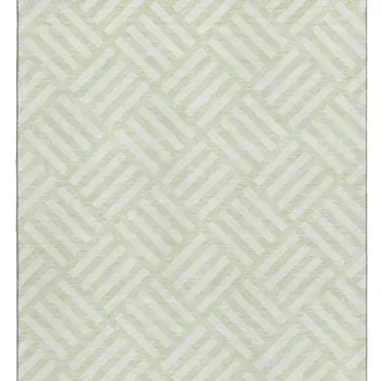 5' X 8' Mint Green And Ivory Geometric Washable Area Rug With UV Protection