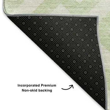 8' X 10' Mint Green And Ivory Geometric Washable Area Rug With UV Protection