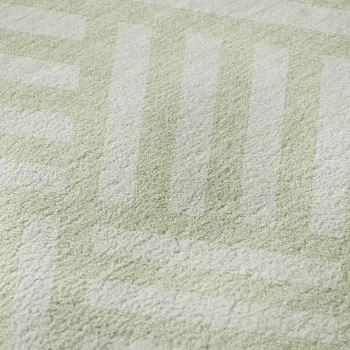 8' X 10' Mint Green And Ivory Geometric Washable Area Rug With UV Protection
