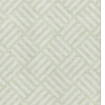 10' X 14' Mint Green And Ivory Geometric Washable Area Rug With UV Protection