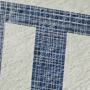 3' X 5' Navy Blue And Ivory Geometric Washable Area Rug With UV Protection