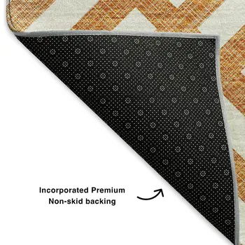 10' X 14' Orange And Ivory Geometric Washable Area Rug With UV Protection