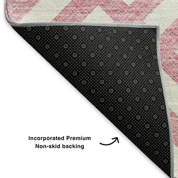 8' X 10' Pink And Ivory Geometric Washable Area Rug With UV Protection