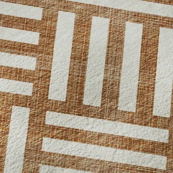 10' X 14' Chili Red And Ivory Geometric Washable Area Rug With UV Protection