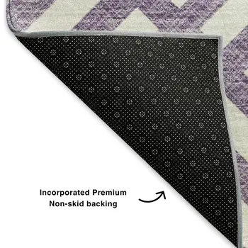 8' X 10' Purple And Ivory Geometric Washable Area Rug With UV Protection