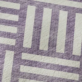 8' X 10' Purple And Ivory Geometric Washable Area Rug With UV Protection