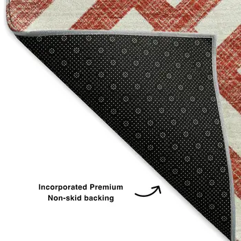 8' X 10' Red And Ivory Geometric Washable Area Rug With UV Protection