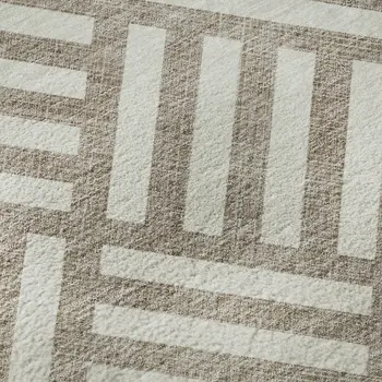 8' X 10' Taupe And Ivory Geometric Washable Area Rug With UV Protection