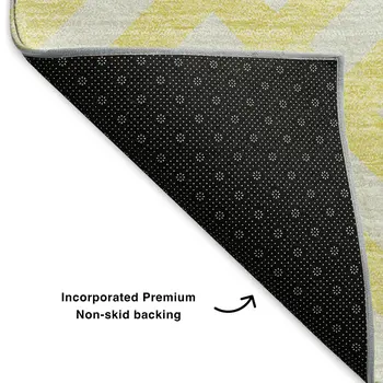 5' X 8' Yellow And Ivory Geometric Washable Area Rug With UV Protection