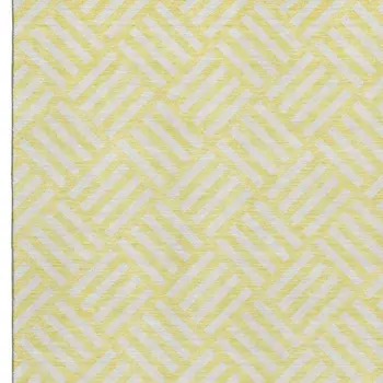 8' X 10' Yellow And Ivory Geometric Washable Area Rug With UV Protection