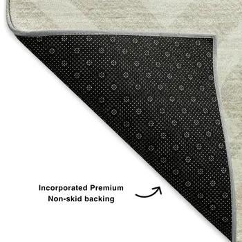 8' X 10' Beige And Ivory Geometric Washable Area Rug With UV Protection