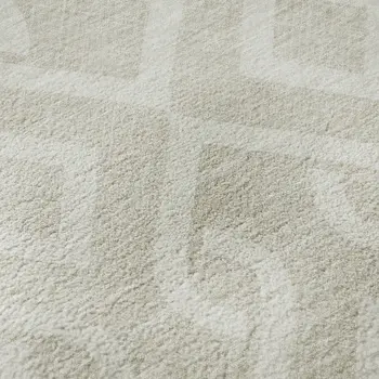 8' X 10' Beige And Ivory Geometric Washable Area Rug With UV Protection