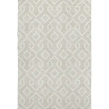 9' X 12' Beige And Ivory Geometric Washable Area Rug With UV Protection