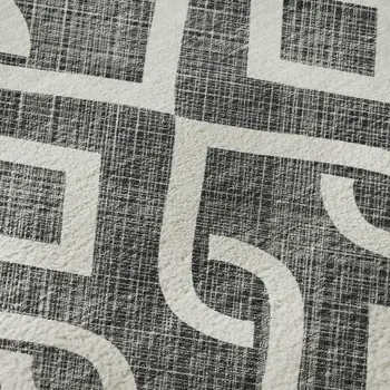 10' X 14' Black And Ivory Geometric Washable Area Rug With UV Protection