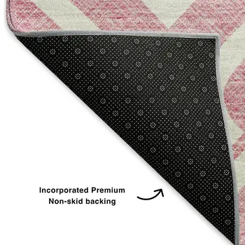 3' X 5' Blush And Ivory Geometric Washable Area Rug With UV Protection
