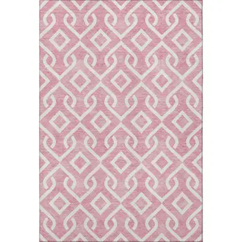 3' X 5' Blush And Ivory Geometric Washable Area Rug With UV Protection