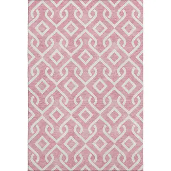 5' X 8' Blush And Ivory Geometric Washable Area Rug With UV Protection