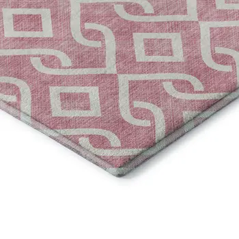 10' X 14' Blush And Ivory Geometric Washable Area Rug With UV Protection