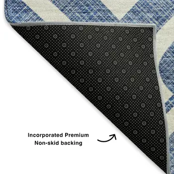 8' X 10' Blue And Ivory Geometric Washable Area Rug With UV Protection