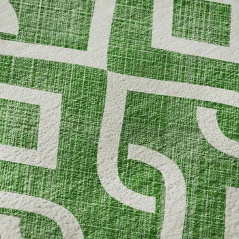 5' X 8' Emerald And Ivory Geometric Washable Area Rug With UV Protection