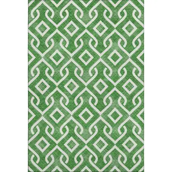 9' X 12' Emerald And Ivory Geometric Washable Area Rug With UV Protection