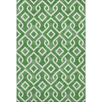 10' X 14' Emerald And Ivory Geometric Washable Area Rug With UV Protection