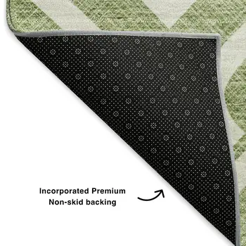 9' X 12' Green And Ivory Geometric Washable Area Rug With UV Protection