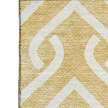 3' X 5' Gold And Ivory Geometric Washable Area Rug With UV Protection