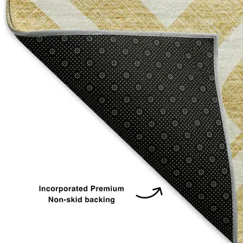5' X 8' Gold And Ivory Geometric Washable Area Rug With UV Protection