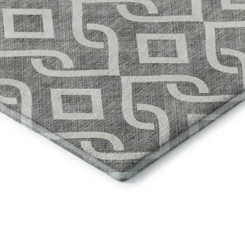 8' X 10' Gray And Ivory Geometric Washable Area Rug With UV Protection
