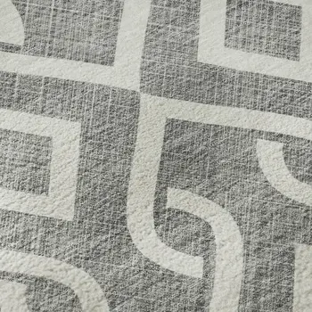 9' X 12' Gray And Ivory Geometric Washable Area Rug With UV Protection