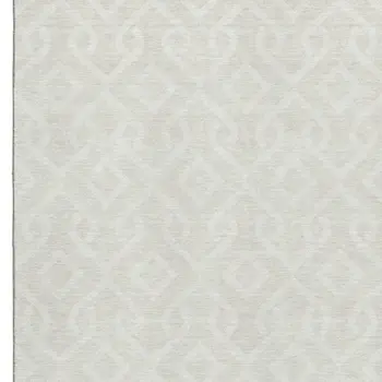 9' X 12' Ivory And Beige Geometric Washable Area Rug With UV Protection
