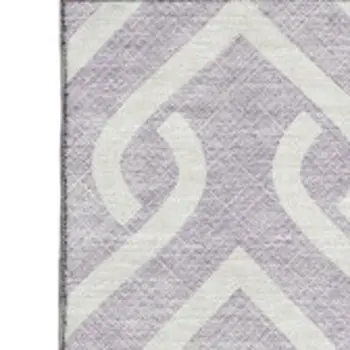 8' X 10' Lavender And Ivory Geometric Washable Area Rug With UV Protection