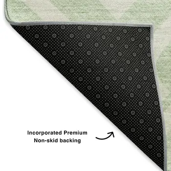 5' X 8' Mint Green And Ivory Geometric Washable Area Rug With UV Protection