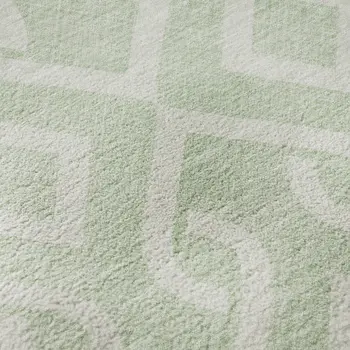 8' X 10' Mint Green And Ivory Geometric Washable Area Rug With UV Protection