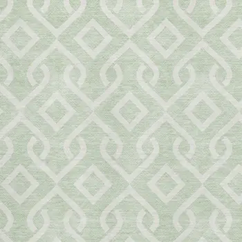 8' X 10' Mint Green And Ivory Geometric Washable Area Rug With UV Protection