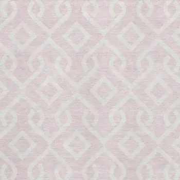 3' X 5' Pink And Ivory Geometric Washable Area Rug With UV Protection