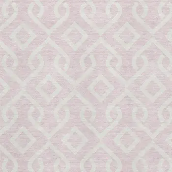 5' X 8' Pink And Ivory Geometric Washable Area Rug With UV Protection